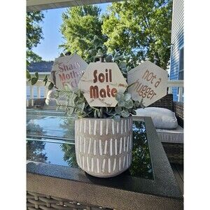 Plant Sign-Ceramic Signs On 6 Inch Stainless Stake-Funny-Garden Decor Set of 3